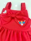 Vestido Vermelho Linho Bordado com Laço