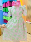 Vestido Laise Rosa com Verde