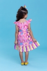 Vestido Rosa Arco-Íris com Laço