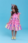 Vestido Rosa Arco-Íris com Laço