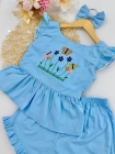 Conjunto Nina Azul Bordado (Premium)