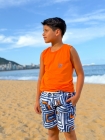 Conjunto Laranja Listras Regata