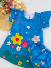 Vestido + Calcinha (1 ano) Azul Flores