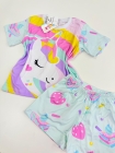 Pijama Manga Curta Unicornio