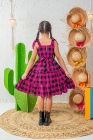 Vestido Xadrez Pink com brilho