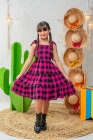 Vestido Xadrez Pink com brilho