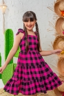 Vestido Xadrez Pink com brilho