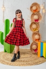 Vestido Xadrez Vermelho com brilho