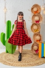 Vestido Xadrez Vermelho com brilho