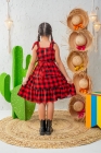 Vestido Xadrez Vermelho com brilho
