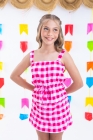Conjunto Xadrez Short Saia Pink