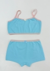 Kit Top + Calcinha Boxer Azul