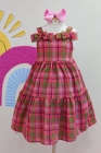 Vestido Xadrez Vermelho Laço