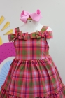 Vestido Xadrez Vermelho Laço