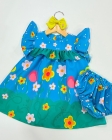 Vestido + Calcinha (1 ano) Azul Flores