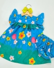 Vestido + Calcinha (1 ano) Azul Flores