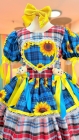 Vestido Junino Xadrez Azul Turquesa (NA)