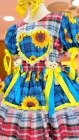 Vestido Junino Xadrez Azul Turquesa (NA)