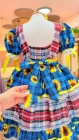 Vestido Junino Xadrez Azul Turquesa (NA)