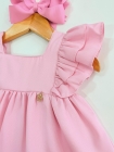 Vestido Luxo 1 ano Baby Rosa Bebe (Premium)