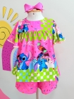 Conjunto Stitch Rosa Pompom