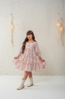 Vestido Nude Florzinha Manga Longa