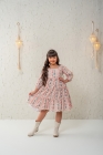 Vestido Nude Florzinha Manga Longa