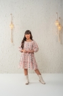 Vestido Nude Florzinha Manga Longa