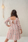 Vestido Nude Florzinha Manga Longa