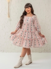 Vestido Nude Florzinha Manga Longa