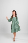 Vestido Viscose Verde Manga Longa