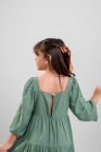 Vestido Viscose Verde Manga Longa