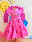 Vestido Arco Irís Bordado Rosa