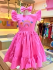 Vestido Arco Irís Bordado Rosa