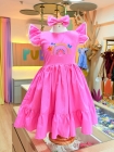 Vestido Arco Irís Bordado Rosa
