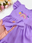 Vestido Arco Irís Bordado Lavanda