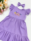 Vestido Arco Irís Bordado Lavanda
