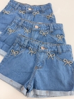 Short Jeans Infantil Laço
