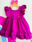 Vestido Luxo 1 ano Baby Fúcsia (Premium)