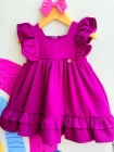 Vestido Luxo 1 ano Baby Fúcsia (Premium)