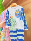 Pijama Manga Longa Dino Azul