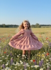 Vestido Manga Longa Rosa Seco