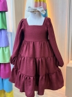 Vestido Manga Longa Marsala