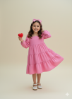 Vestido Manga Longa Rosa