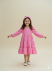 Vestido Manga Longa Rosa