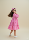 Vestido Manga Longa Rosa