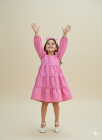 Vestido Manga Longa Rosa