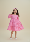 Vestido Manga Longa Rosa