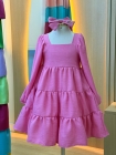 Vestido Manga Longa Rosa