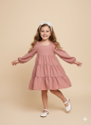 Vestido Manga Longa Rosa Seco